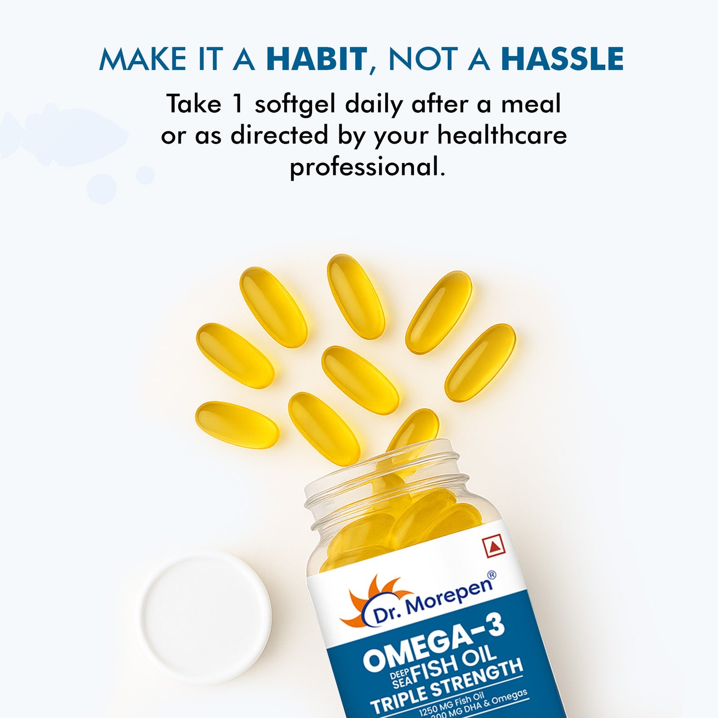 Omega-3 1250mg Deep Sea Fish Oil Triple Strength - 60 Softgel Capsules