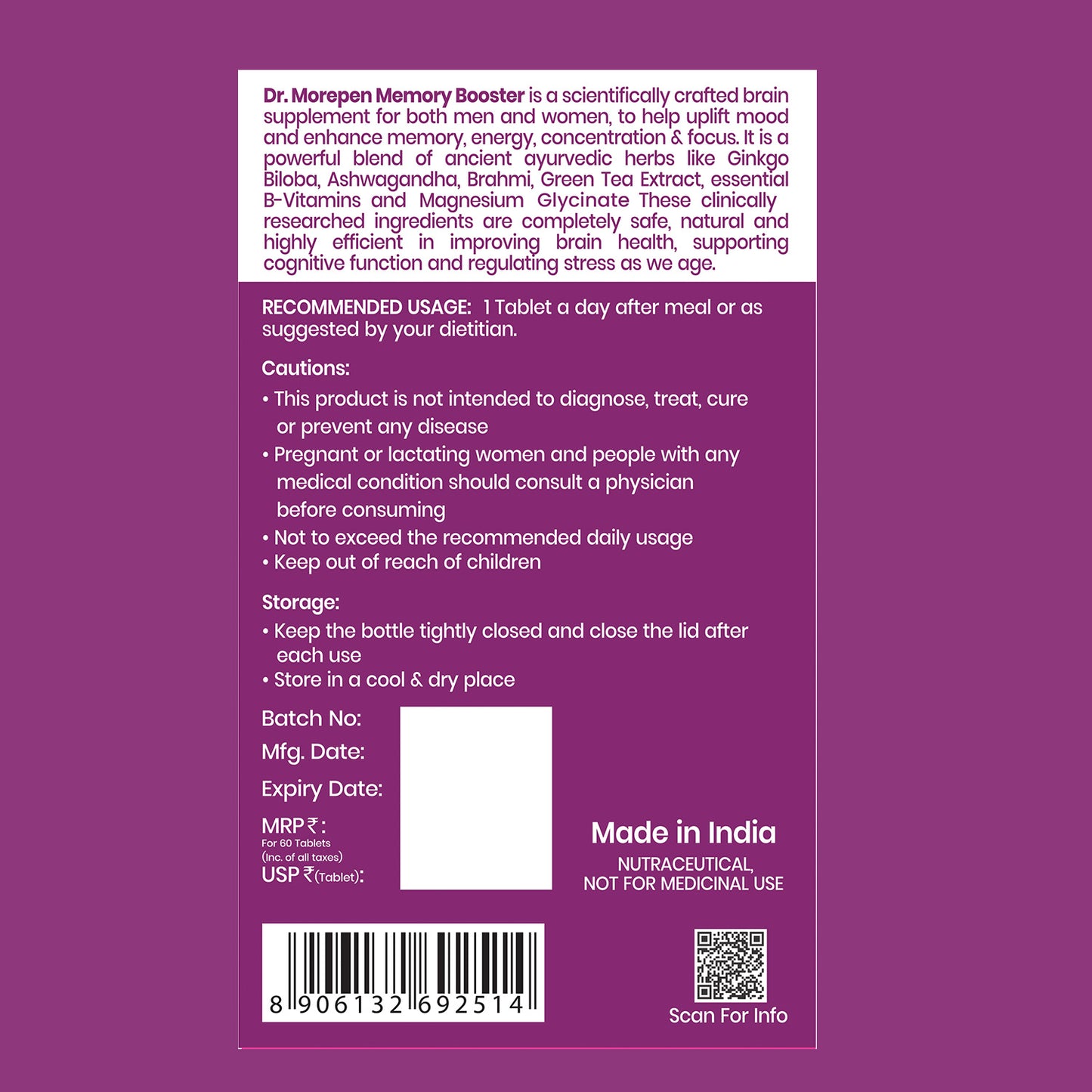 Memory Booster - 60 Veg Tablets