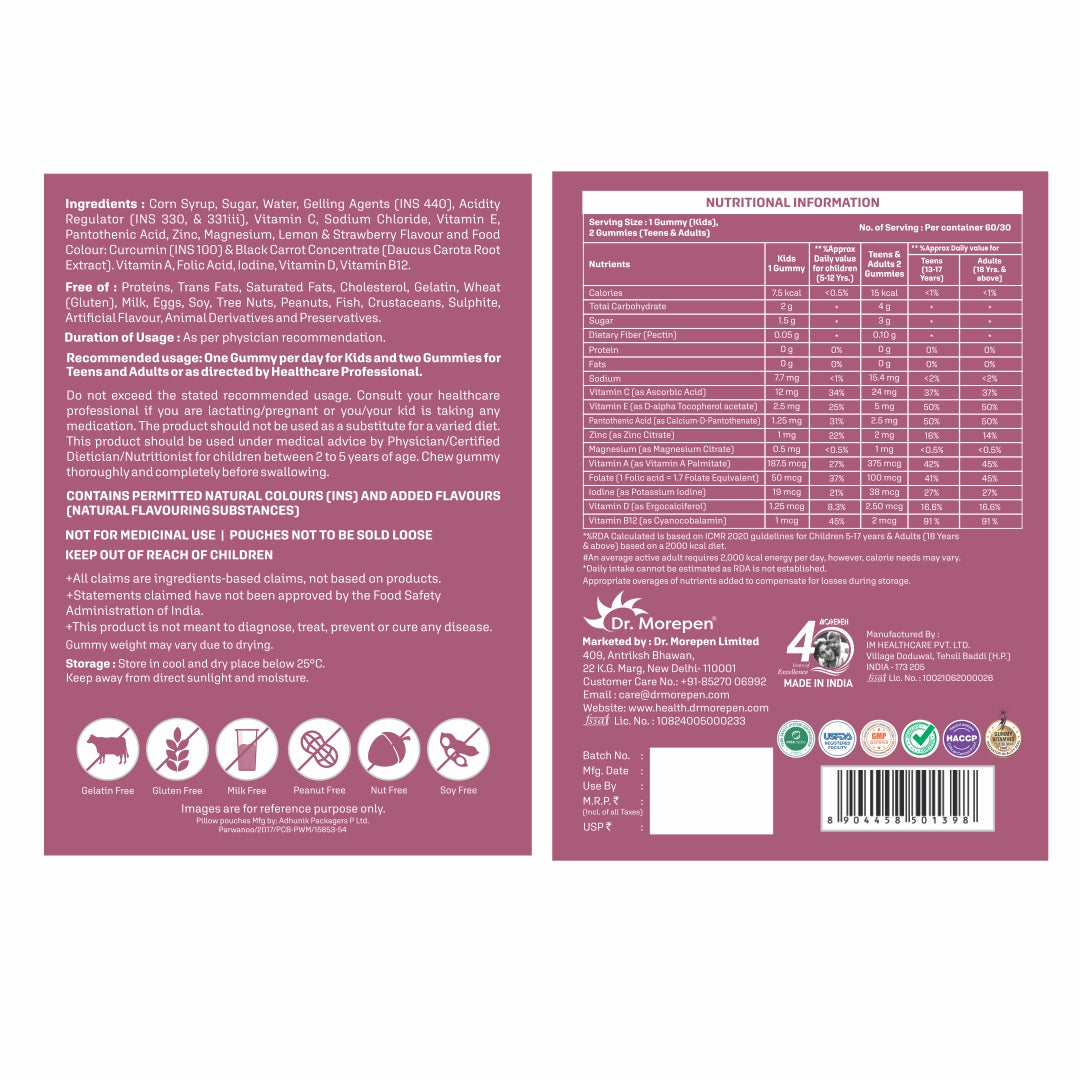 MULTIVITAMIN GUMMIES - 60 Days Pack