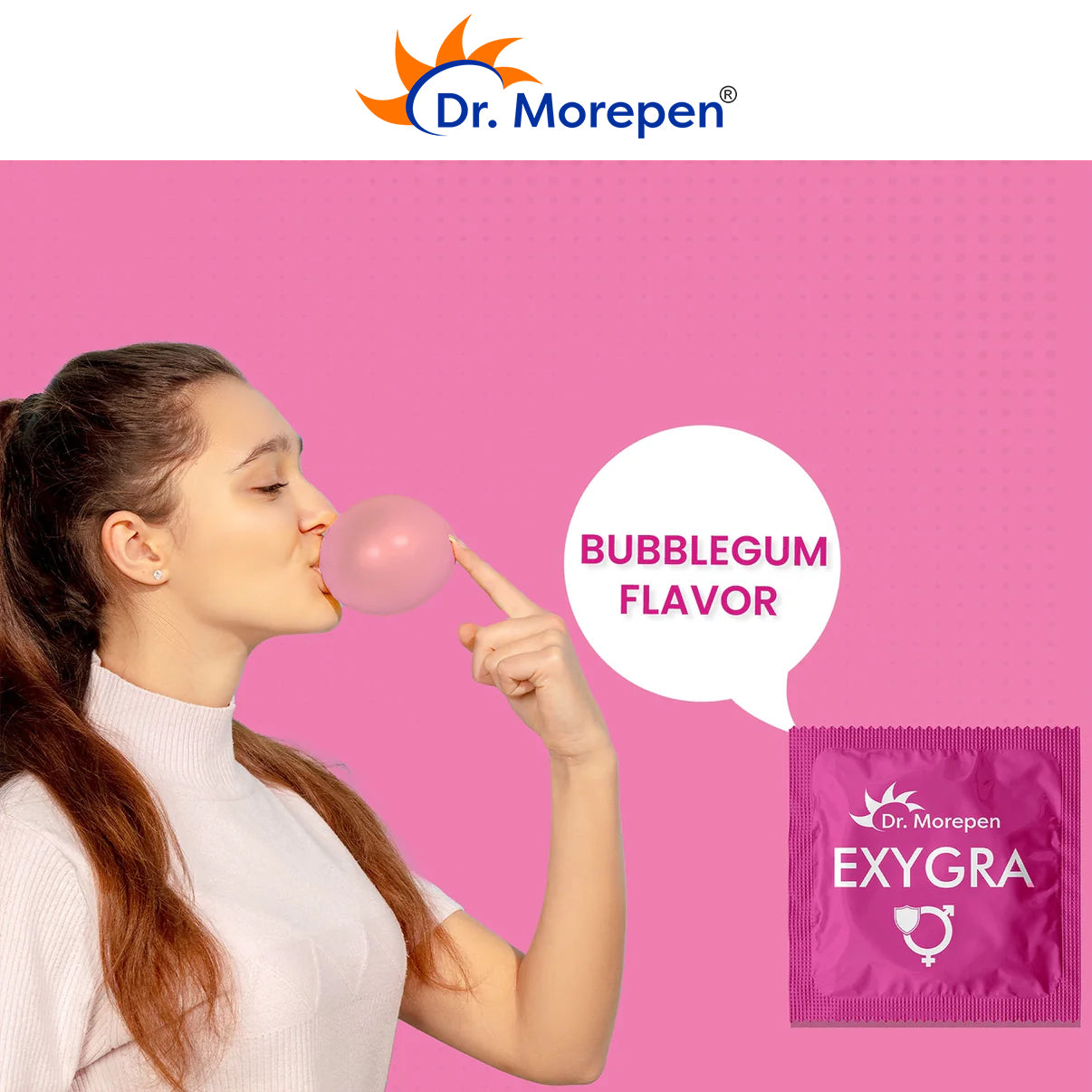 Dr Morepen Exygra Condom Dotted 3S (Pack Of 10)- Make Safe Love Stay Buy Sexual Well- Bubblegum Flavor-Long Lasting