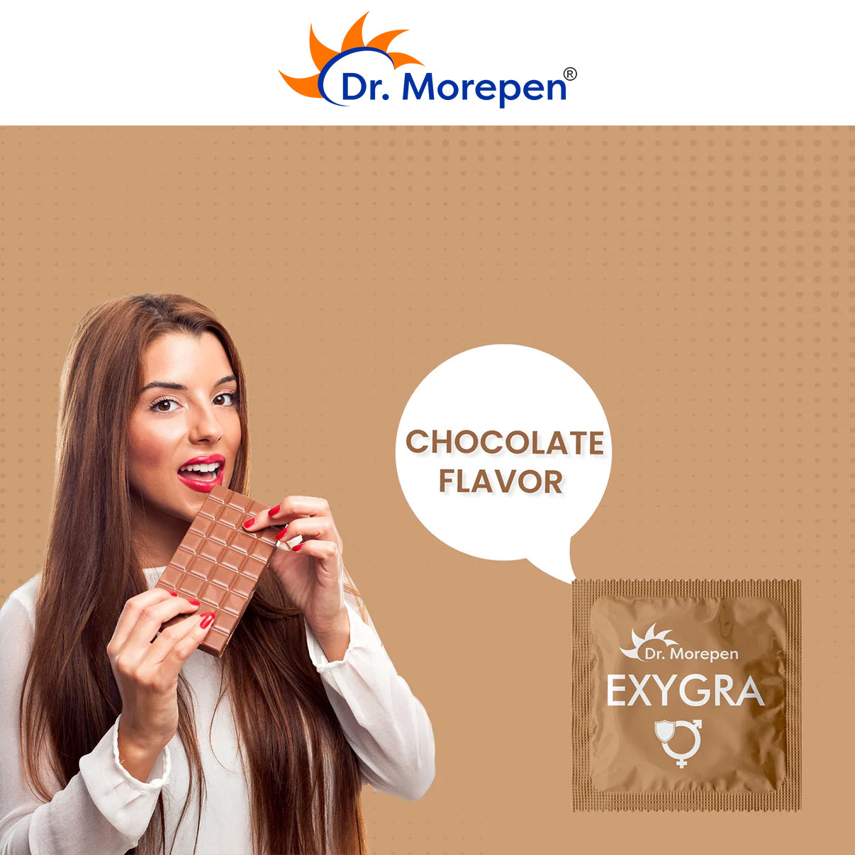 Dr Morepen Exygra Condom Dotted 3S (Pack Of 10)- Make Safe Love Stay Buy Sexual Well -Chocolate Flavor