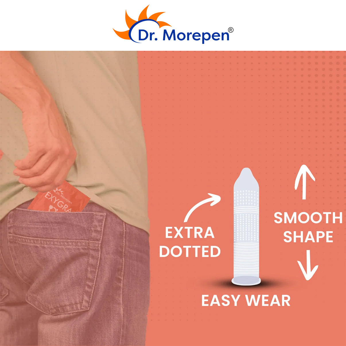 Dr Morepen Exygra Condom Dotted 3S (Pack Of 10)- Make Safe Love Stay Buy Sexual Well-Strawberry Flavor
