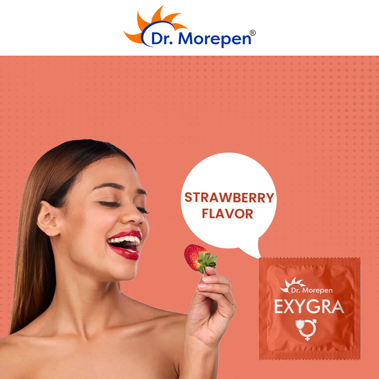 Dr Morepen Exygra Condom Dotted 3S (Pack Of 10)- Make Safe Love Stay Buy Sexual Well-Strawberry Flavor