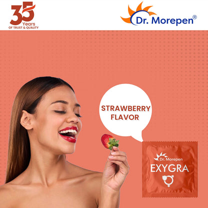 Dr Morepen Exygra Condom Dotted 3S (Pack Of 10)- Make Safe Love Stay Buy Sexual Well-Strawberry Flavor