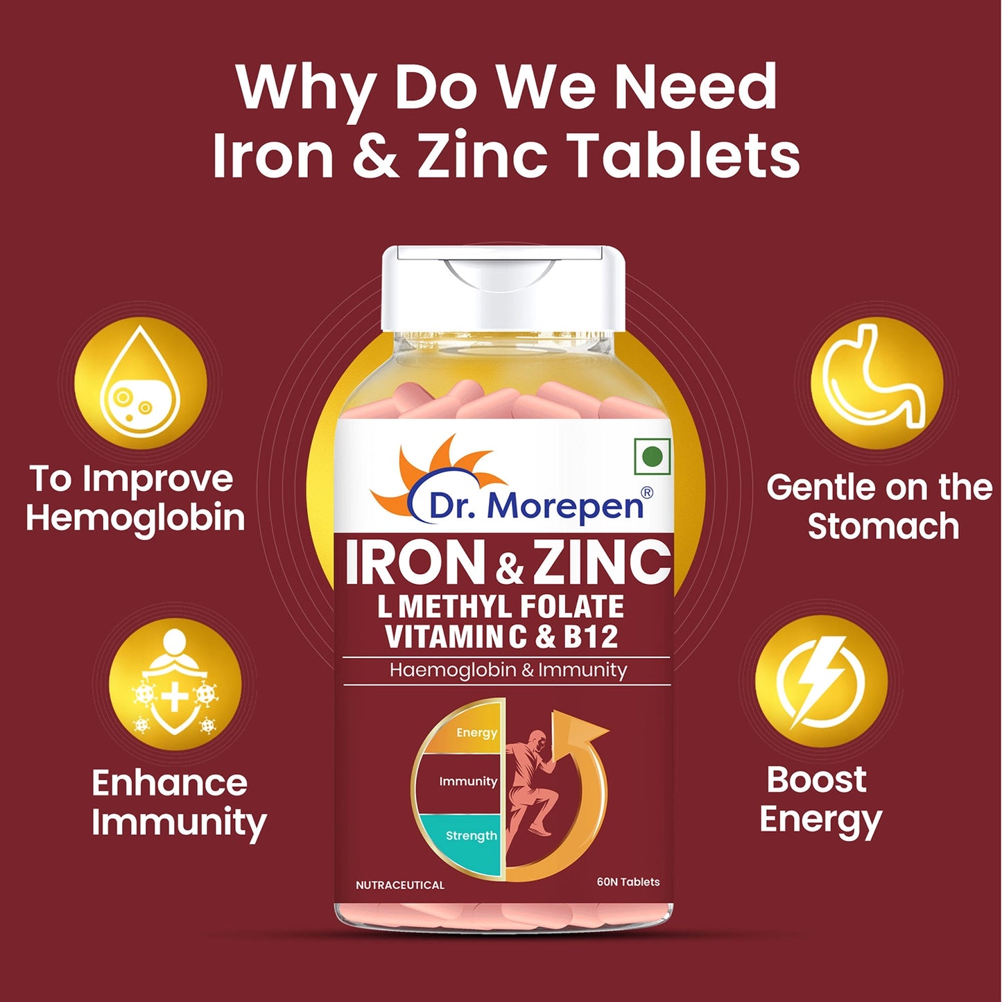 Iron & Zinc tablet (60 Tablets)