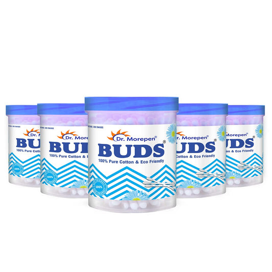 BUDS 100% Pure Cotton & Eco-Friendly Earbuds - 100 Cotton Buds Pack of 5