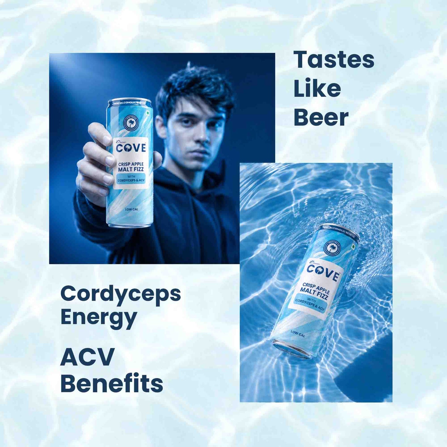 Cove Crisp Apple Malt Fizz with Cordyceps & ACV (Pack of 3)