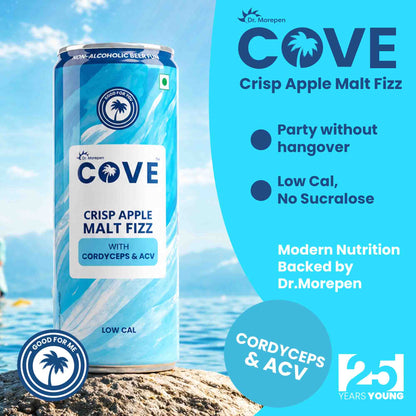 Cove Crisp Apple Malt Fizz with Cordyceps & ACV (Pack of 3)