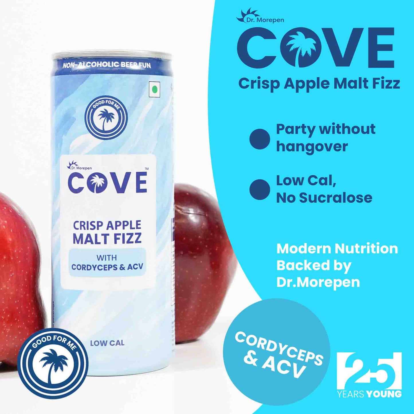 Cove Crisp Apple Malt Fizz with Cordyceps & ACV (Pack of 3)