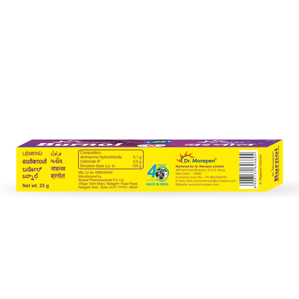 Dr. Morepen Burnol | Effective Relief from Minor Burn, Cuts or Wounds | Antimicrobial & Antiseptic | 25 Gms