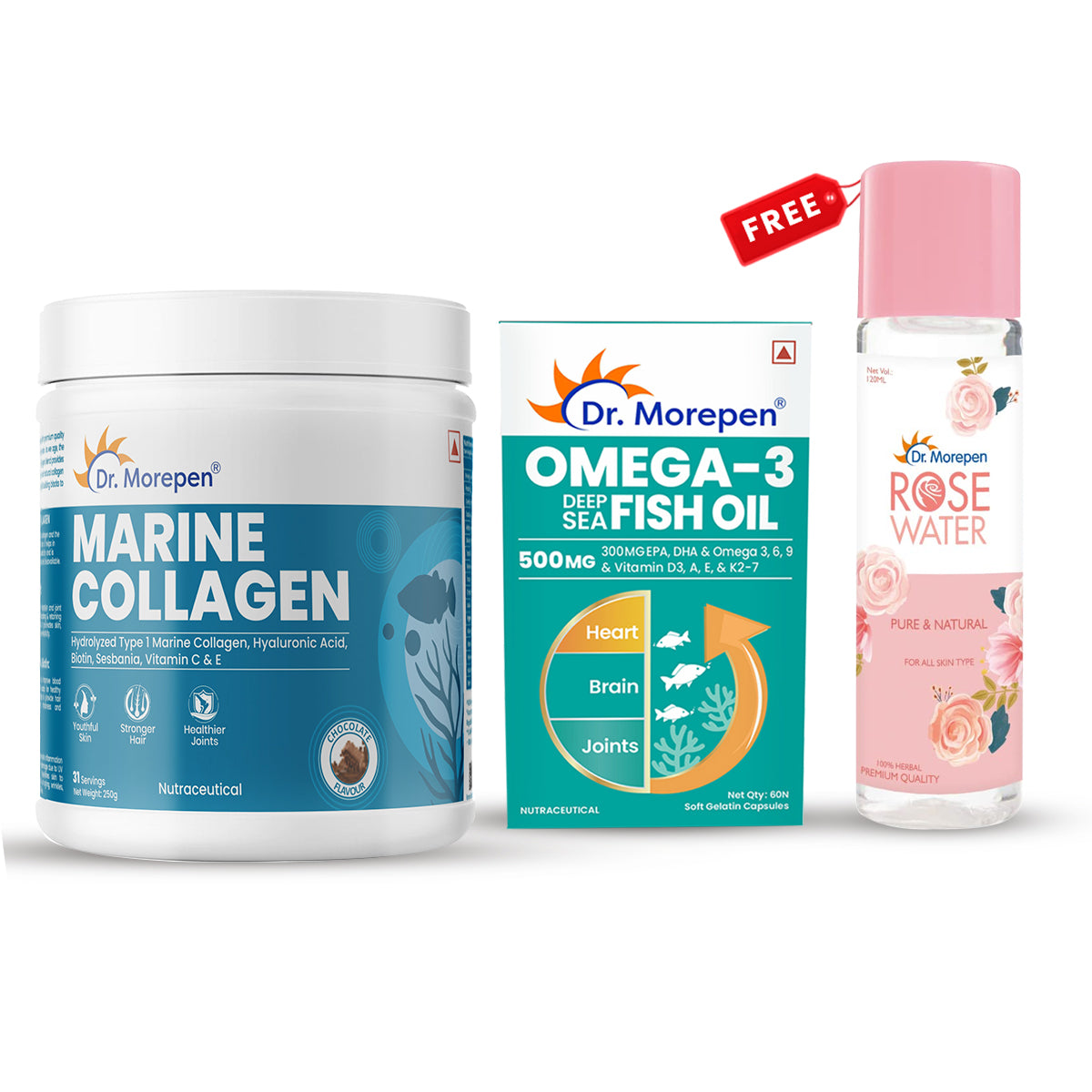 Omega-500mg l Marine Collagen  ( Free Rose Water Spray 100ml )