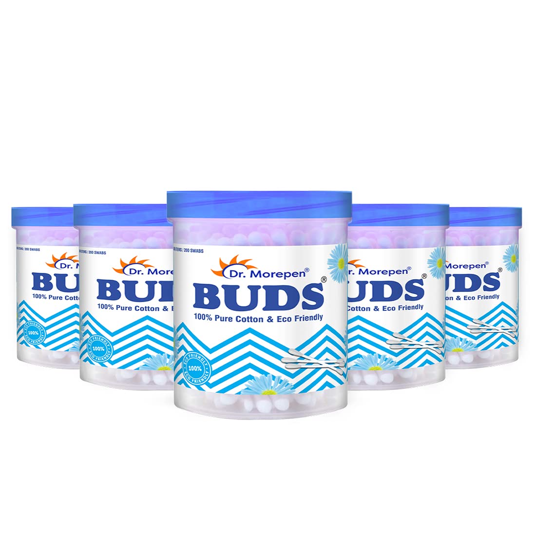 BUDS 100% Pure Cotton & Eco-Friendly Earbuds - 100 Cotton Buds Pack of 5