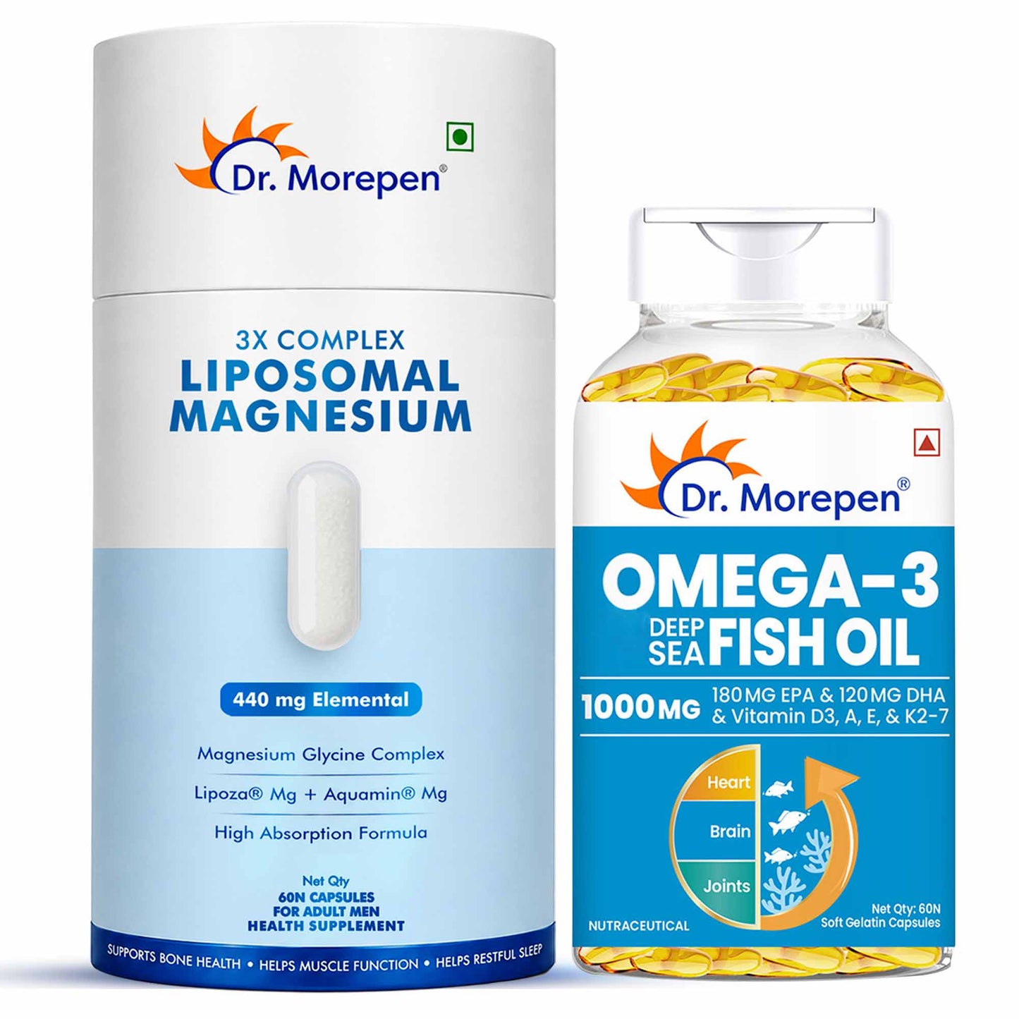3X Complex Liposomal Magnesium - Omega-3 1000mg Deep Sea Fish Oil Combo