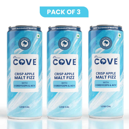 Cove Crisp Apple Malt Fizz with Cordyceps & ACV (Pack of 3)