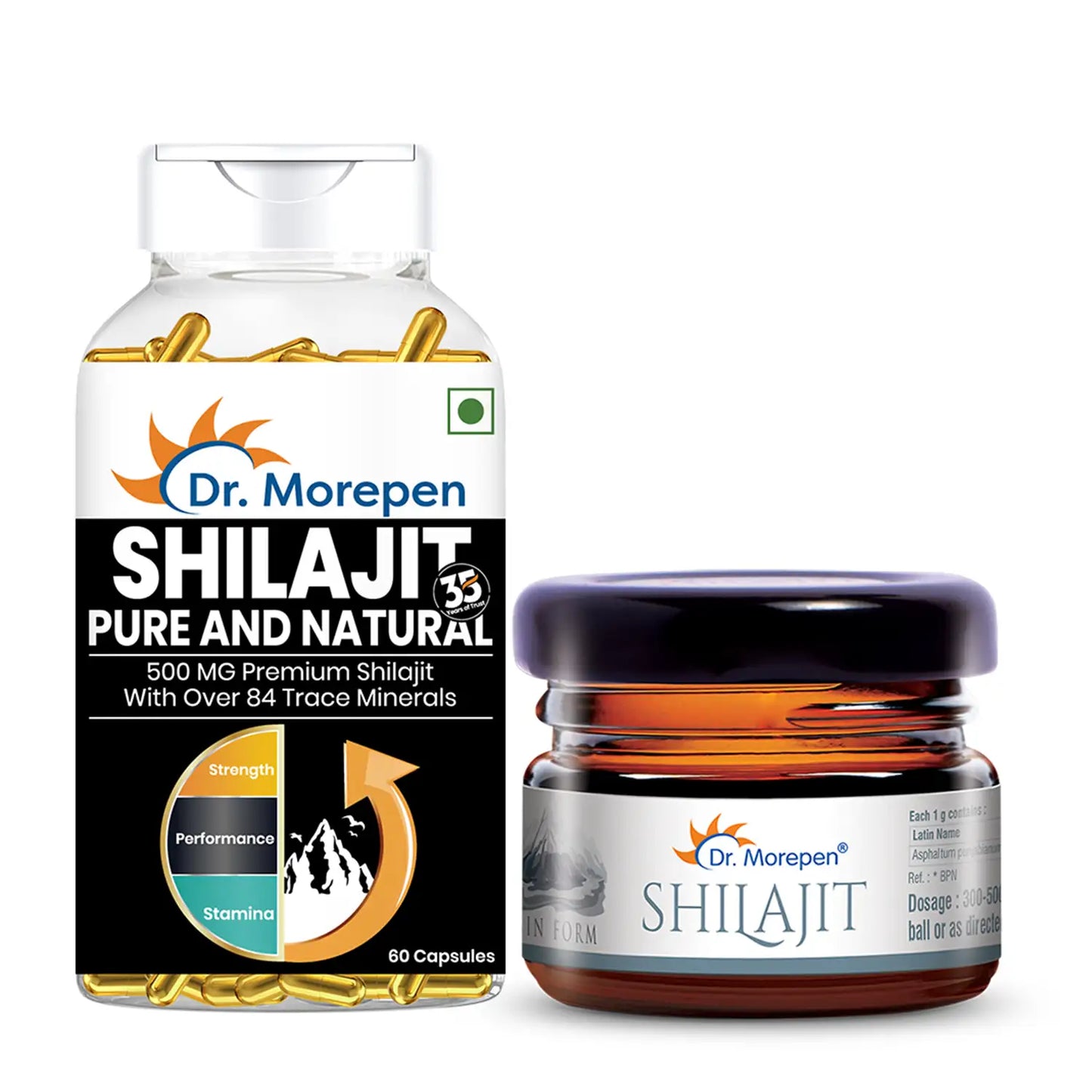 Shilajit Resin 15g & Shilajit Capsules-Stamina & Strength Booster/Mineral Rich Endurance Enhancer
